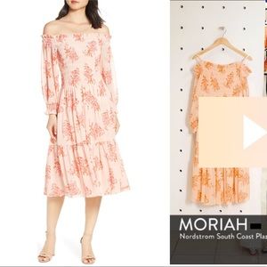 Eliza J Off the Shoulder Chiffon Midi Dress